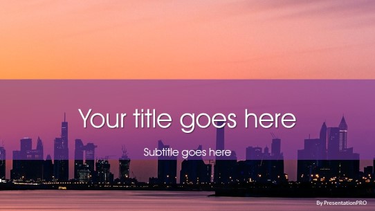 Skyline Sunset Movement Widescreen PowerPoint Template title slide design