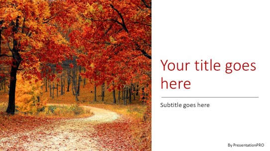 Autumn Road Widescreen PowerPoint Template title slide design