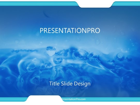 Blue Fresh Water PowerPoint Template title slide design