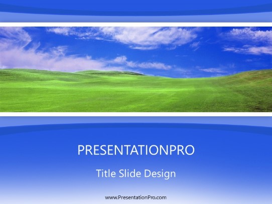 Green Field Blue PowerPoint Template title slide design