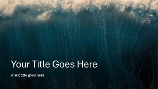 Ocean Wave Widescreen PowerPoint Template title slide design