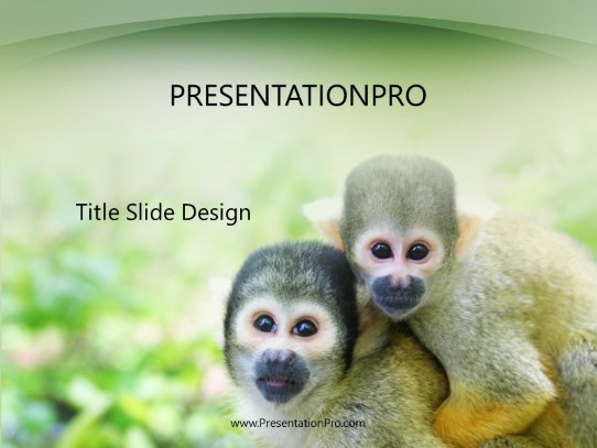 Squirrel Monkeys PowerPoint Template title slide design