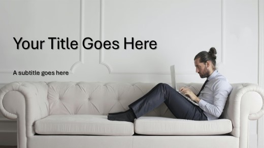 Business Couch Widescreen PowerPoint Template title slide design