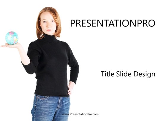Globe Girl PowerPoint Template title slide design