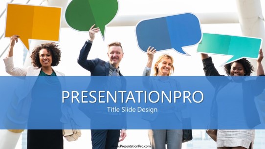 Smile Chat Bubbles Widescreen PowerPoint Template title slide design