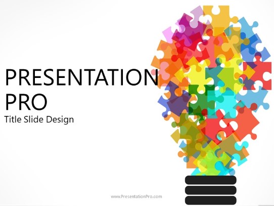 Puzzle Bulb 01 PowerPoint Template title slide design