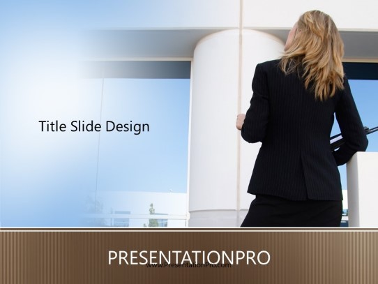 Real Estate Agent Surveying Building PowerPoint Template title slide design
