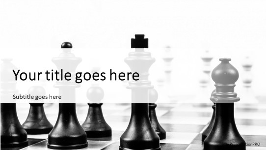 Chess BW Widescreen PowerPoint Template title slide design