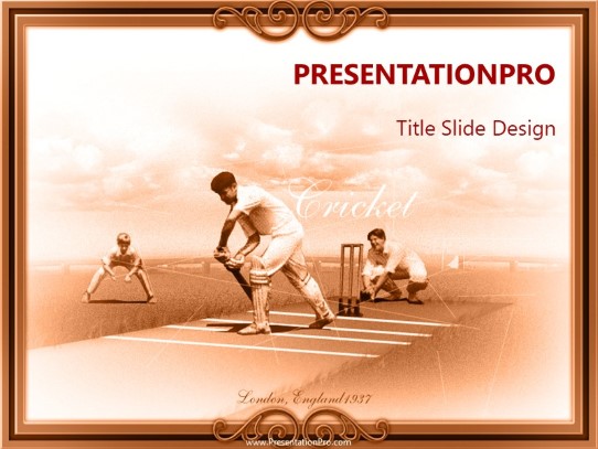 Cricket PowerPoint Template title slide design