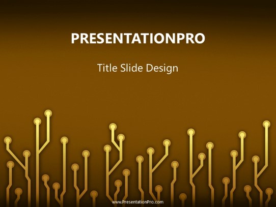 Circuitboard Gold PowerPoint Template title slide design