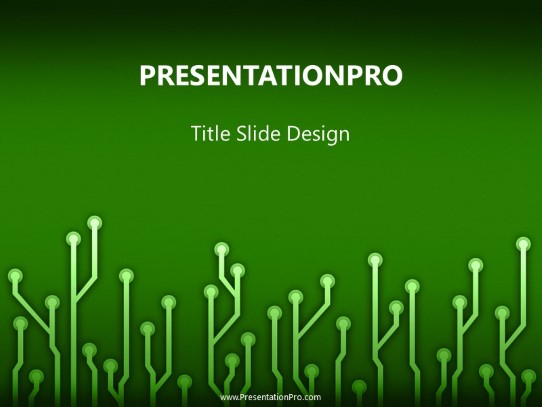 Circuitboard Green PowerPoint Template title slide design