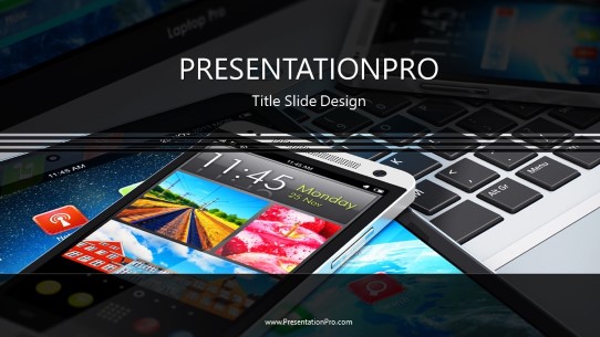 Compatible Devices Widescreen PowerPoint Template title slide design