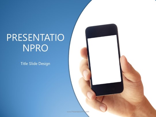 Holding Mobile Phone PowerPoint Template title slide design
