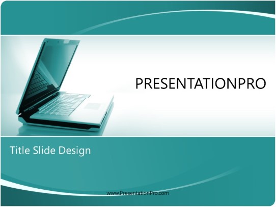 Laptop Style Teal PowerPoint Template title slide design
