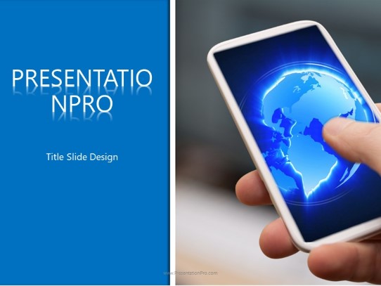 Mobile World PowerPoint Template title slide design