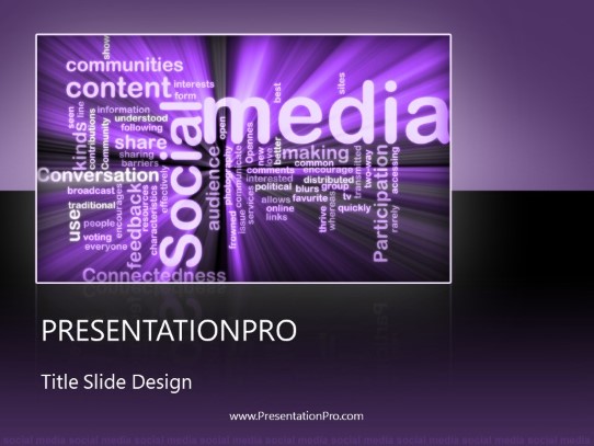 Social Media Purple PowerPoint Template title slide design