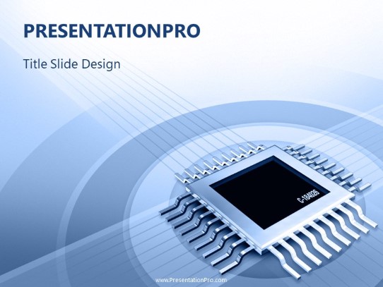 Tech Chip Blue PowerPoint Template title slide design