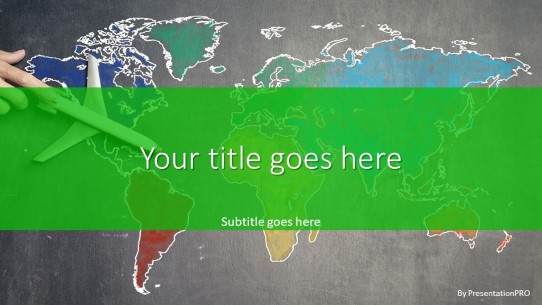 Chalk World Plane Green Widescreen PowerPoint Template title slide design
