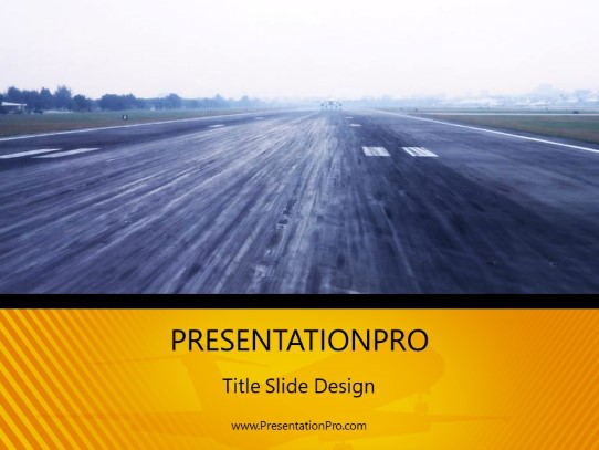 Landing Strip Orange PowerPoint Template title slide design