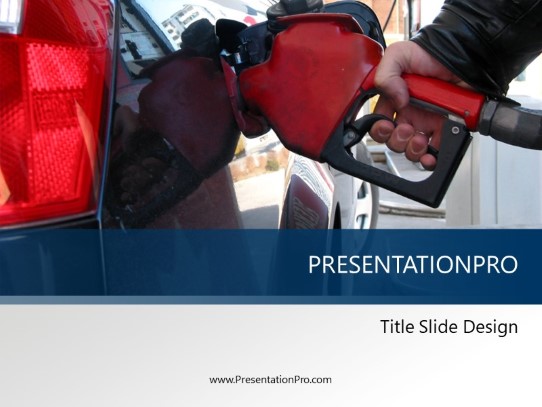 Pumping Gas Blue PowerPoint Template title slide design