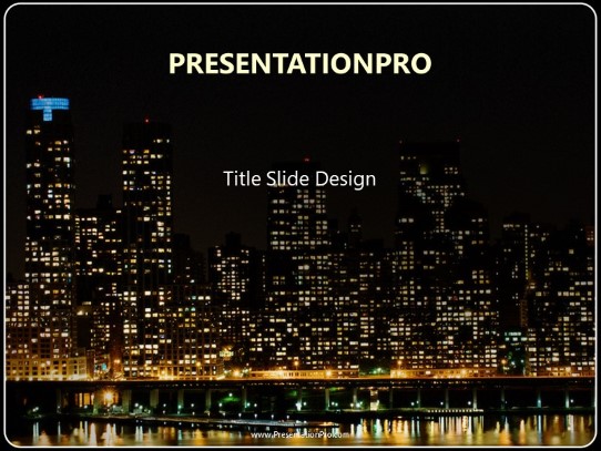 City Night Lights PowerPoint Template title slide design