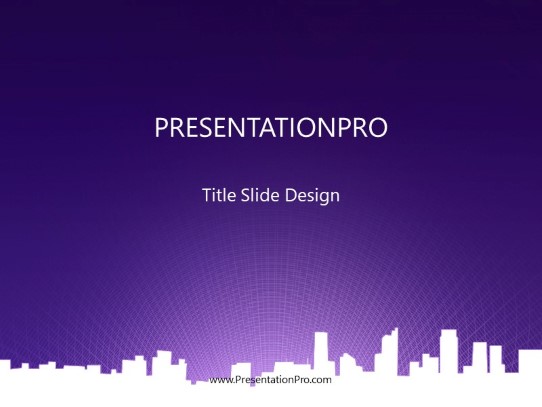 Downtown View Purple PowerPoint Template title slide design