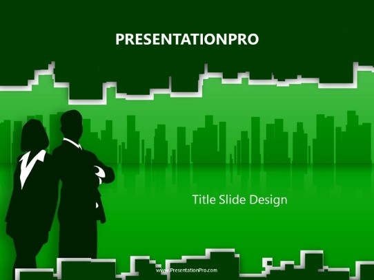 Cubist Green PowerPoint Template title slide design
