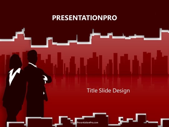 Cubist Red PowerPoint Template title slide design
