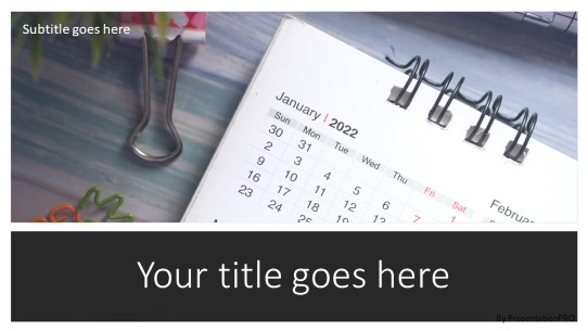 2022 Desk Calendar Widescreen PowerPoint Template title slide design