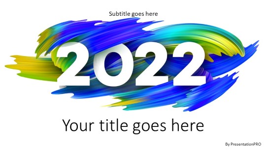 2022 Paint Blues Widescreen PowerPoint Template title slide design