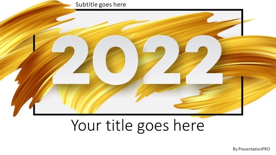2022 Paint Gold Frame Widescreen PowerPoint Template title slide design