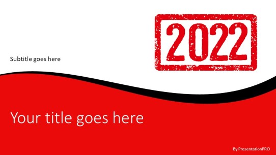 2022 Stamp Red Arc 2 Widescreen PowerPoint Template title slide design