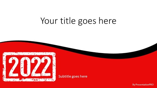 2022 Stamp Red Arc Widescreen PowerPoint Template title slide design