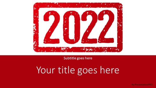 2022 Stamp Red Widescreen PowerPoint Template title slide design