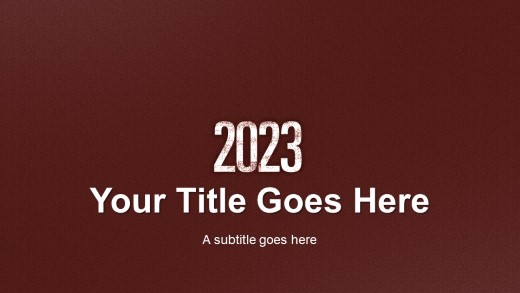 2023 Leathery Red Widescreen PowerPoint Template title slide design