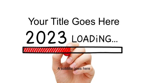2023 Loading Widescreen PowerPoint Template title slide design