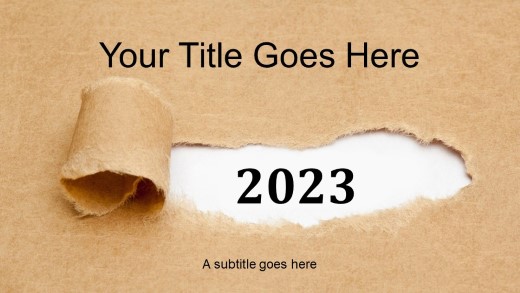 2023 Torn Paper Widescreen PowerPoint Template title slide design