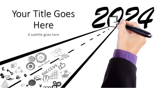 2024 Road to Success Widescreen PowerPoint Template title slide design