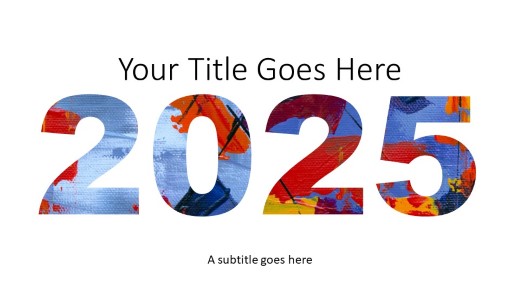 2025 Abstract Art Fill Widescreen PowerPoint Template title slide design