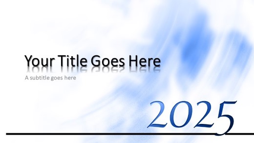 2025 Blue gradient Swooshes Widescreen PowerPoint Template title slide design