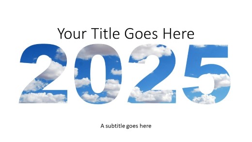 2025 Cloud Fill Widescreen PowerPoint Template title slide design