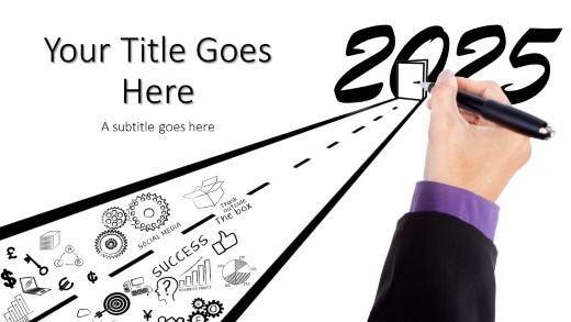 2025 Road to Success Widescreen PowerPoint Template title slide design