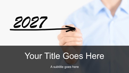 2027 Arrow Widescreen PowerPoint Template title slide design