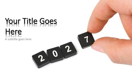 2027 Black Blocks Widescreen PowerPoint Template title slide design