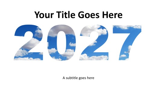 2027 Cloud Fill Widescreen PowerPoint Template title slide design