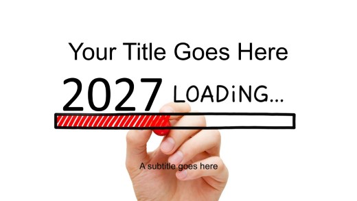 2027 Loading Widescreen PowerPoint Template title slide design