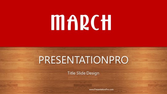 March Red Widescreen PowerPoint Template title slide design