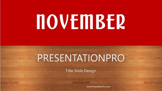 November Red Widescreen PowerPoint Template title slide design