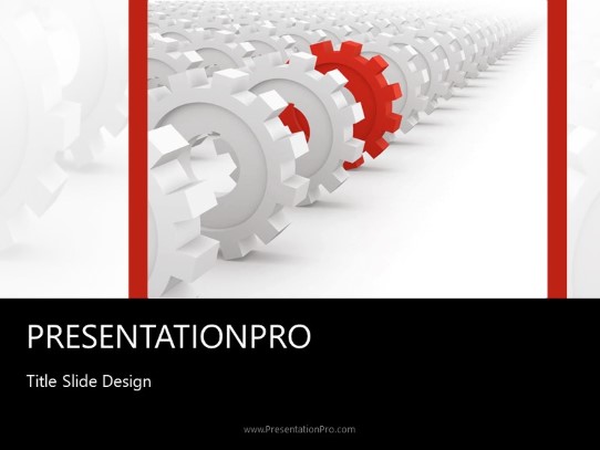 Rolling Gear Cogs PowerPoint Template title slide design