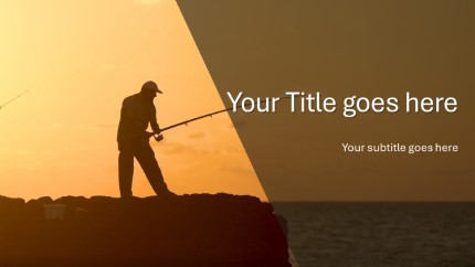 Animated Ocean Fishing Angle Widescreen PowerPoint Template text slide design